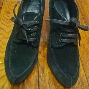 J. Crew Black Suede Lace-Up Pumps